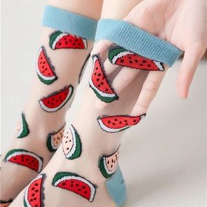 Unique Watermelon Plant Silk Socks, Stockings